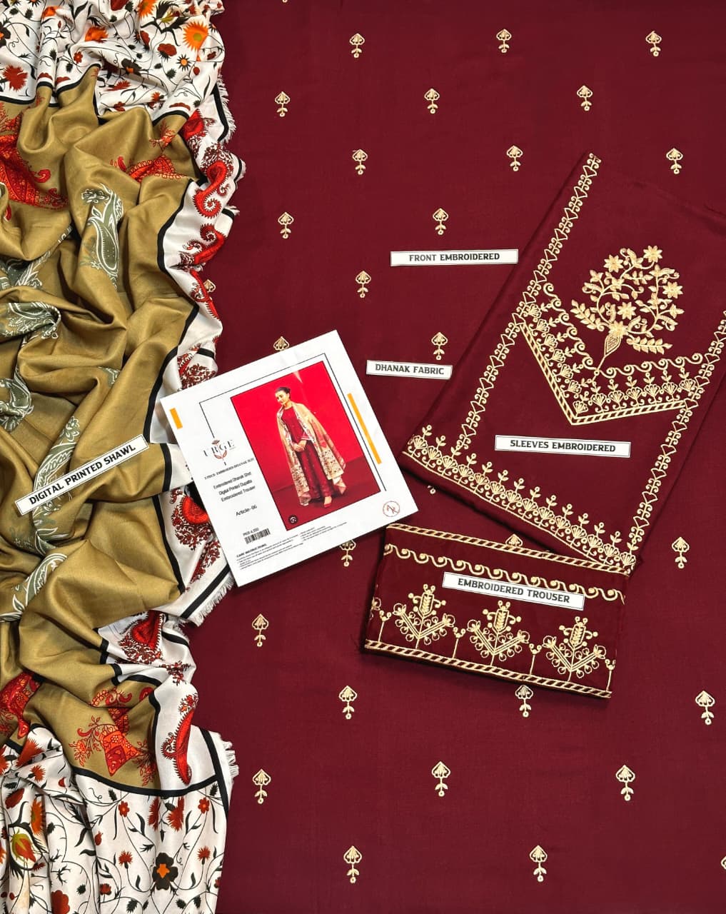 DHANAK 3PC EMBROIDERED 012