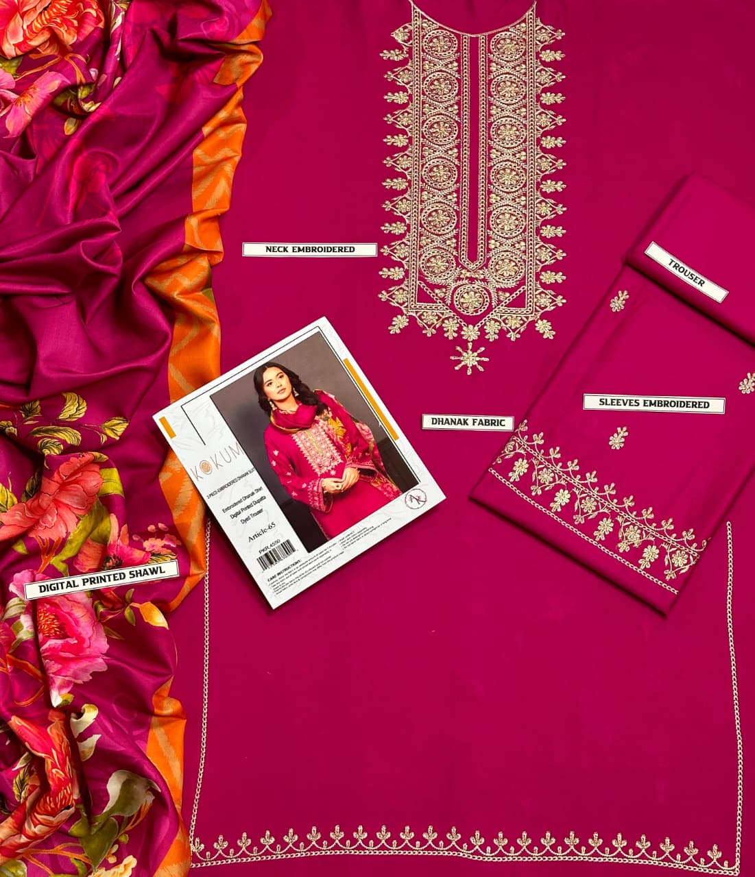 DHANAK 3PC EMBROIDERED