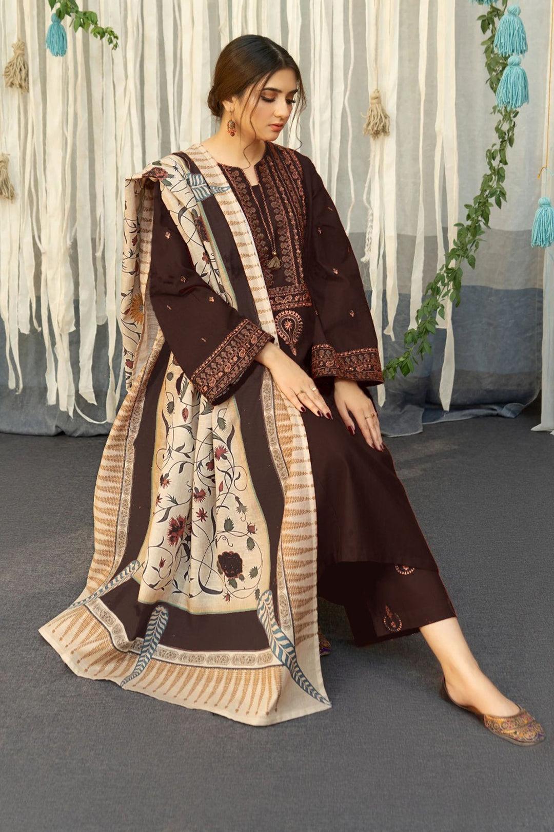 DHANAK 3PC EMBROIDERED 007