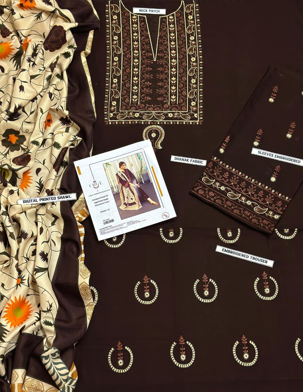 DHANAK 3PC EMBROIDERED 007