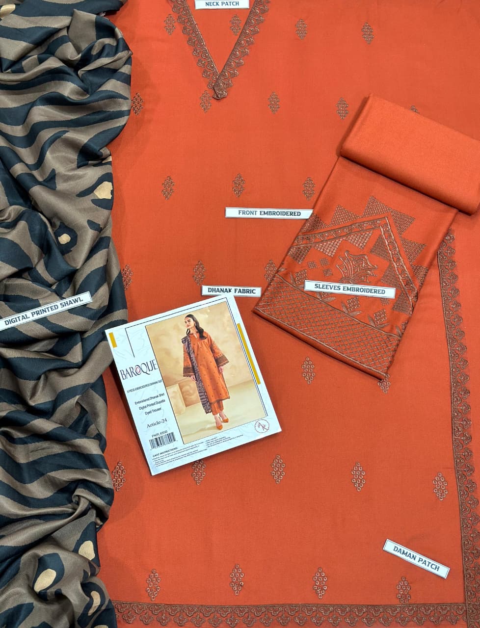 DHANAK 3PC EMBROIDERED 008