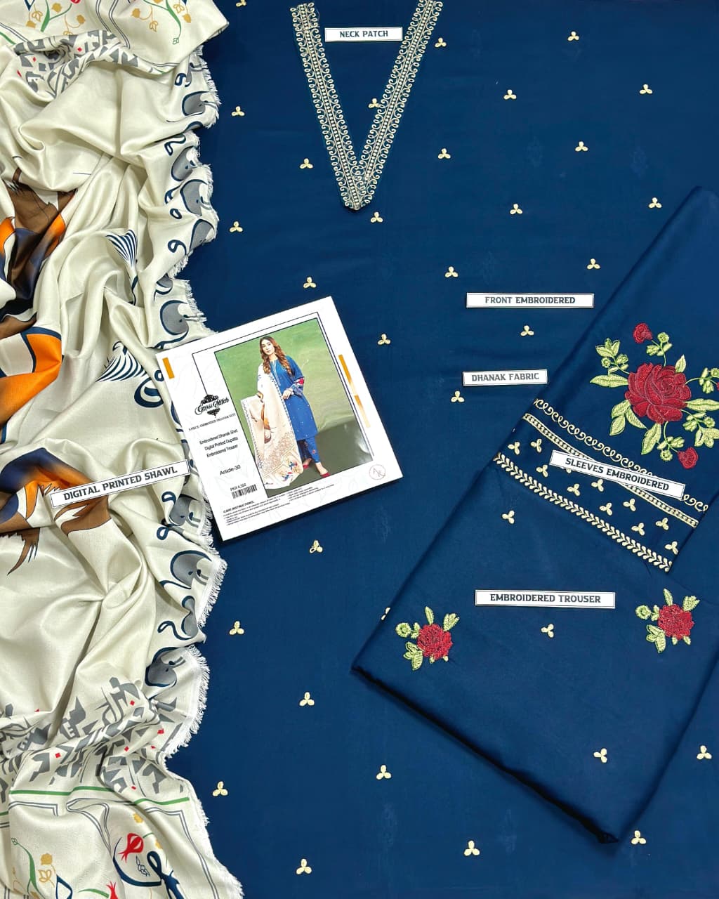 DHANAK 3PC EMBROIDERED 011