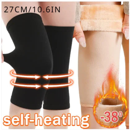 2 PCS Non-Slip Cashmere Wool Knee Pads Leg Warmer with Strap Adjustable for Men & Women