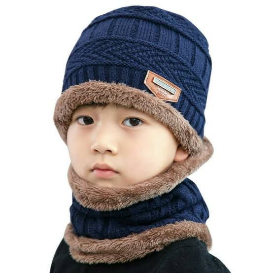 Beanie Wool Cap With Neck Warmer. Full Set-2 Pieces