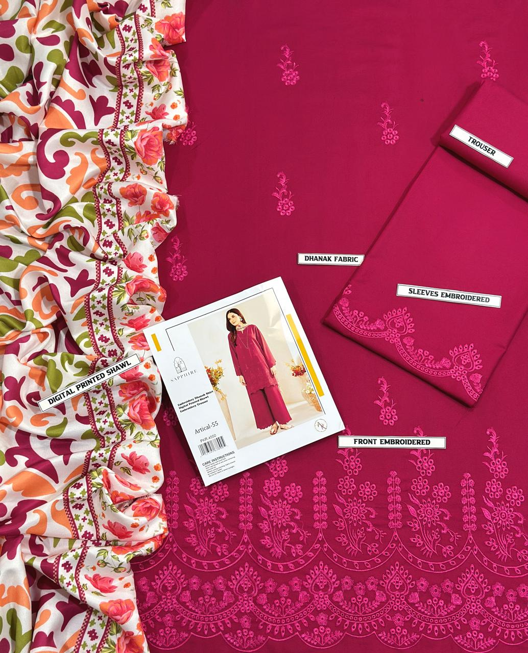 🌸 WINTER'S COLLECTION 🌸  🟥 BRAND NAME : SAPPHIRE 🟨 CATEGORY : DHANAK 3PC EMBROIDERED