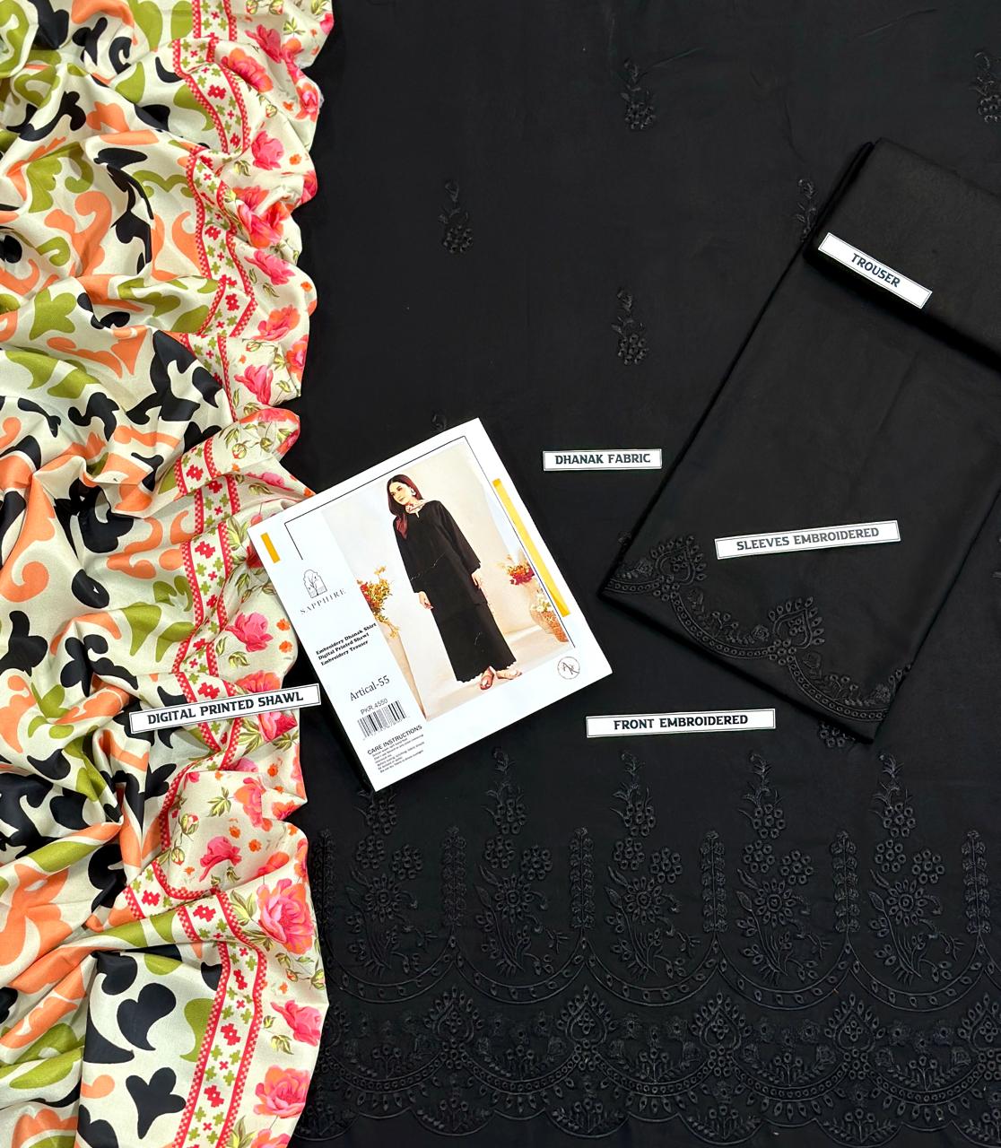 🌸 WINTER'S COLLECTION 🌸  🟥 BRAND NAME : SAPPHIRE 🟨 CATEGORY : DHANAK 3PC EMBROIDERED (003)