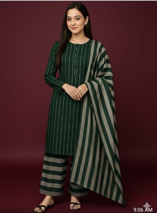 3pc Multani Susi Khaadi (green grey)