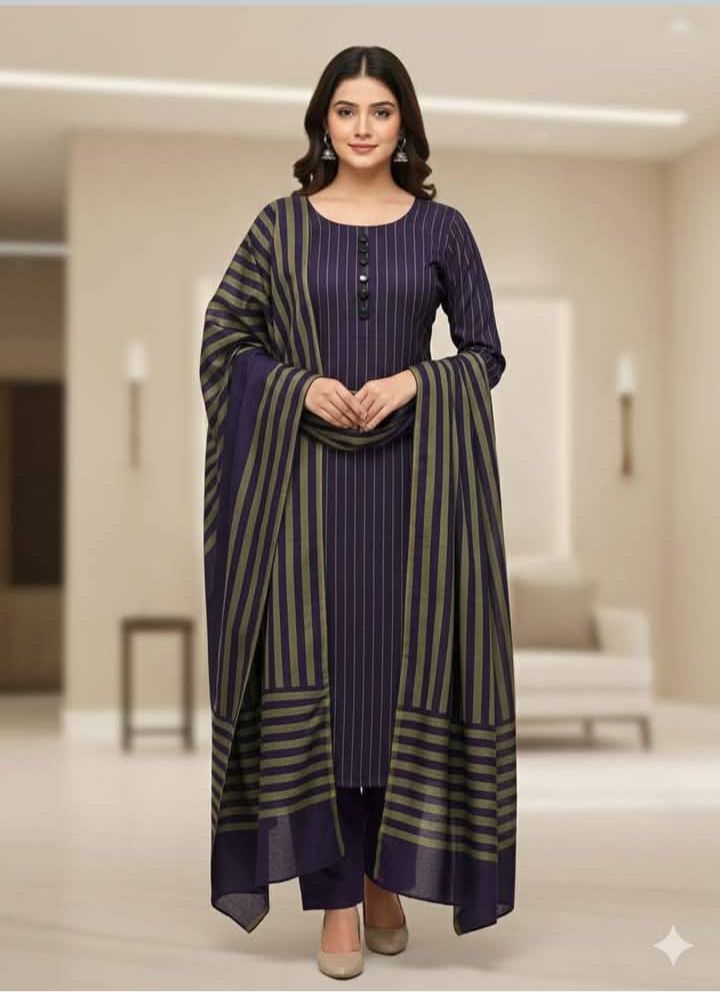 3pc Multani Susi Khaadi (purple)